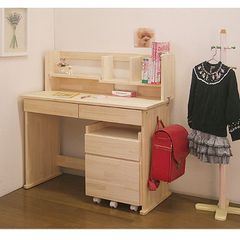 新品・未開封・国産品：ハンドメイド・天然木パイン材デスク（学習机）「エル」３点セット(デスク・本立て・ワゴン)勉強机　ランドセルラック　14営業日以内の発送
