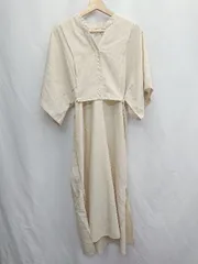 ◇ Θ LOWY BY CORNERS コーナーズ 無地 半袖 ロング丈 ワンピース サイズM ベージュ系 レディース E  【1504210001271】