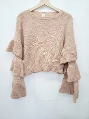 ◇ ⊇ apres jour clair フリルスリーブ 長袖 ニット セーター サイズF ピンク系 レディース E  【1505290029933】