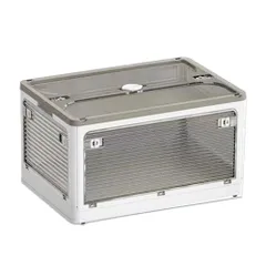 【人気商品】タマトシ 収納ボックス 全方向から取り出せる 透明 蓋付き 折りたたみ式 大容量 防災 収納ケース 積み重ね可能 衣替え 洋服 非常食 地震対策 避難用 防災グッズ収納 ホワイト Sサイズ