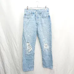 ◇ Θ Levi's リーバイス ダメージ加工 501 デニムパンツ サイズW24L30 ライトブルー系 レディース E  【1410290057001】