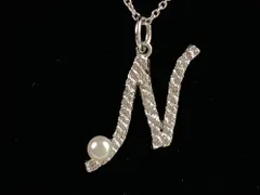美品　田崎真珠　タサキ　TASAKI　イニシャル　N　ネックレス　4mm径パール×シルバー925　送料無料