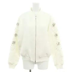 チェスティ Chesty フラワーモチーフ ジャケット ノーカラー ジップアップ 1 S 白 ホワイト /AT ■OSのサムネイル