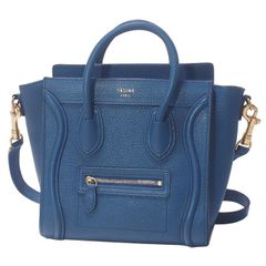 セリーヌ CELINE ラゲージ ナノショッパー 2WAY ハンドバッグ 189243DRU ブルー カーフ