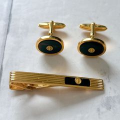 dunhillダンヒル カフス・タイピンセット ゴールド×ブラック - メルカリ