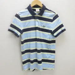 G■ラコステ/LACOSTE LIVE 長袖ポロシャツ/鹿の子地【4】紺青黄/men's/35【中古】■