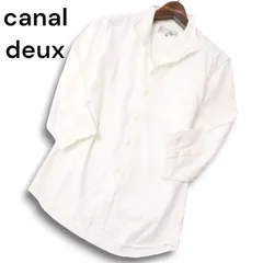 canal deux luxe ニコルクラブ フォーメン 春夏 襟ワイヤー★ ストライプ ７分袖 シャツ Sz.46 メンズ 白