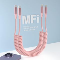 【数量限定】PD充電とデータ転送、タイプc タイプc ケーブル 充電ケーブル iphone ライトニング CarPlay対応 & 伸縮 MFi認証 カールコード、2本 高耐久 ライトニングケーブル C iPhone/iPad/iPodに対応 USB