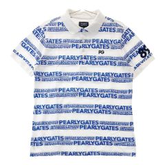 PEARLY GATES(パーリーゲイツ）ニットポロシャツ/6/ホワイト×ブルー