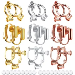 【在庫処分】イヤリングパーツ 18個入り イヤリングコンバーター ピアスパーツ ピアス変換 ノンホール 金具 材料 シリコン カバー付 ネジ式/クリップ式/フープ式 手芸 DIY用 ジュエリー シルバー/ゴールド/ピンクゴールド 3色9ペア by LASOLL