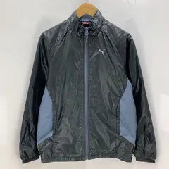 PUMA プーマ ナイロンジャケット ブラック グレー キッズ 子供用 160cm 薄手中綿入り ■BB11