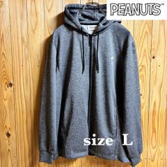 【古着】PEANUTS(ピーナッツ)ジップアップパーカー L グレー スヌーピー フーディ 状態良好