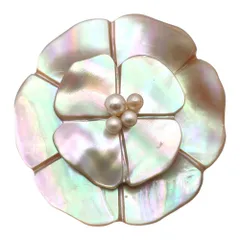 【天白】シャネル カメリア フラワー ブローチ シェル フェイクパール 98A レディース アクセサリー 小物