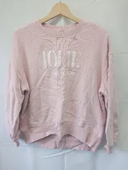 ◇ ⊇ NICE CLAUP ナイスクラップ 刺繍 長袖 プルオーバー トレーナー 表記なし ピンク系 レディース E  【1507100005236】