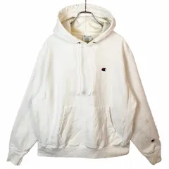 チャンピオンリバースウィーブChampionREVERSEWEAVEプルオーバーパーカーフーディロゴ刺繍ワンポイント袖ロゴワッペン白ホワイトvintageヴィンテージ41111