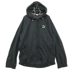 PUMA プーマ プリント 長袖 ジップパーカー S ブラック フーディー メンズ 古着