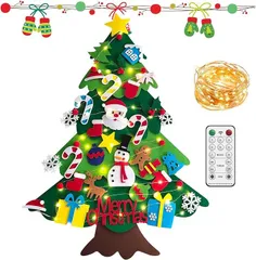 KASITON クリスマスオーナメント クリスマスツリー 吊り下げ式 壁掛け LEDイルミネーションライト タペストリー オーナメントセット オーナメント32点セット( 117x70cm)のサムネイル