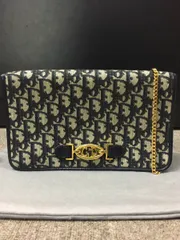 美品！格安！クリスチャン ディオール トロッター CDロゴ金具 キャンバスレザー 2WAY チェーン ショルダーバッグ クラッチバッグ