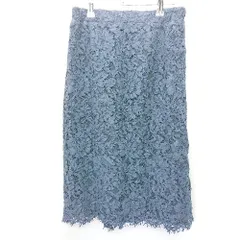 ◇ NATURAL BEAUTY BASIC 花柄 レース 膝下丈 タイト スカート サイズM ネイビー レディース E  【1407180033474】