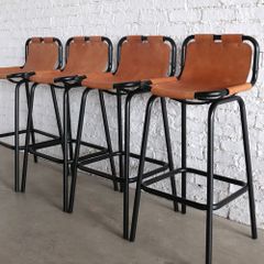 シャルロット・ペリアン レザルクチェア ブラック ブラウン デザイナーズ家具 リプロダクト バーチェア バースツール 椅子 アイアン スチール 本革 レザー インダストリアル レトロ ブルックリンスタイル カフェ カウンターチェア