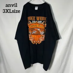 【anvil】デイトナビーチ･バイクウィーク　Daytona Beach BIKE WEEK 00s ハーレーダビッドソン　2輪車　プリント　ビックロゴ　オーバーサイズ　半袖Tシャツ　クロ　3XL US古着