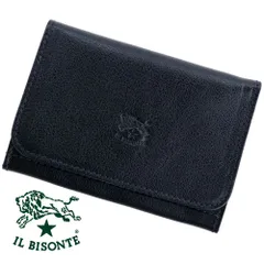 イルビゾンテ IL BISONTE カードケース 名刺入れ ボタン付き ブラック メンズ レディース 本革 レザー ロゴ型押し ブランド パスケース IDケース SCC121 54_1_54232309860