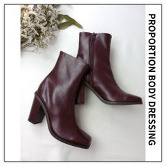 PROPORTION BODY DRESSING プロポーションボディドレッシング スクエア トゥ ショートブーツ 23.5cm ワイン ボルドー系 (75Y＋3595)25A