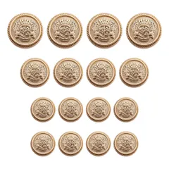 【在庫処分】16個セット 直径15mm/20mm/25mm ボタン メタルボタン 交換 補修 学生服/スーツ/コートなど 洋服用 ブレザー アクセサリー DIY 手作り (ゴールド)のサムネイル