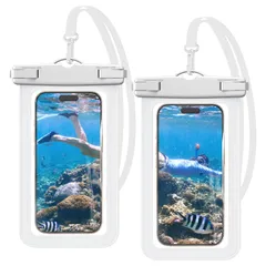 【迅速発送】Sunytree スマホ 防水ケース 海 【2枚セット&熱圧技術】スマホケース IPX8認定 水中・水上で操作できる 良いタッチ感度 指紋認証/顔認証 ロックがしやすい サイドボタンが押しやすい ストラップ付き 首掛け 高透過率 7インチ以下全機種