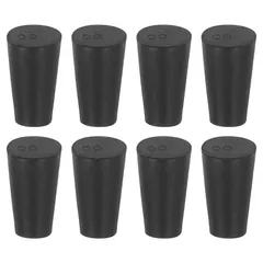 uxcell 8個 ソリッドラバーストッパー テーパードラボシールチューブストッパープラグ テストチューブフラスコガラス容器産業および研究所用 15x10x25mm黒