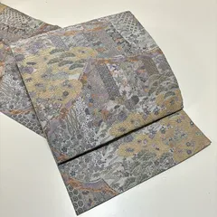 袋帯 全通 紹巴萬葉 西陣織 強撚糸 里村紹巴 千利休 高品質 美品 山喜織物 紹巴萬葉】 特選西陣織九寸名古屋帯（全通） 「正倉院