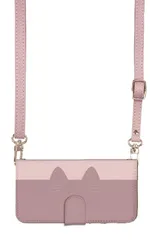 iPhone 16 ケース 手帳型 アイフォン16 スマホケース スマホショルダー レザー ストラップ 猫 ネコ 黒猫 シンプル かわいい ピンク 調節可能 130cm  カラー04