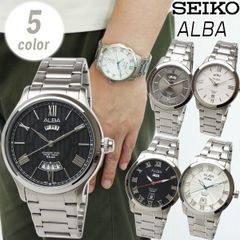 SEIKO ALBA ステンレス ビジネス アナログ カレンダー 腕時計 男性
