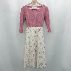 ◇ Θ tocco closet トッコ クローゼット 花柄 七分袖 膝下丈 ワンピース サイズM ホワイト ピンク系 レディース E  【1507080001969】