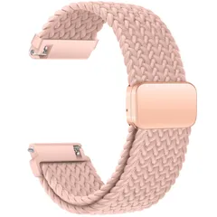 ★即日発送★AGUPERFIT クイックリリース バンド 22mm、ナイロン編み伸縮性ベルト 無段階に調整なマグネットバックル付き スマートウォッチ 交換ベルト 時計交換用バンド (22mm サンドピンク)