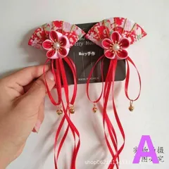 七五三髪飾り3歳5歳７歳つまみ細工日本髪リボンウイッグあかお花京都浴衣着物和風
