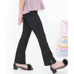 Bee【クーポン利用で20％OFF♪】リブ地フレアパンツ◇Nブラック◇韓国子供服 韓国子ども服 韓国こども服 キッズ 女の子 ガールズ 100 110 120 130 140 150