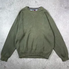 90年代 TOMMY HILFIGER トミーヒルフィガー ワンポイントロゴ刺繍 コットンニットセーター メンズXL 