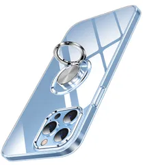 【在庫セール】13 Pro Max iPhone 用 ケース リング付き スマホケース アイフォン 13プロマックス 用 クリアケース 透明 TPU ストラップホール付き 耐衝撃 スタンド機能 車載ホルダー対応 一体型 アイホン13promax 携帯ケース カ