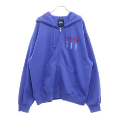 GAP (ギャップ) 24AW 55th 両面プリント ロゴ ジップアップフーディー パーカー スウェット ブルー 672954-04