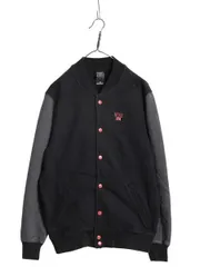 【お得なクーポン配布中!】 ナイキ スウェット スタジャン メンズ M / ヘビーウェイト トレーナー ジャケット ブルゾン ジャンパー スウッシュ 裏起毛 ツートン 黒 灰