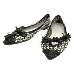 FABIO RUSCONI ファビオ ルスコーニ メッシュタッセル フラットシューズ  ブラック ホワイト 37