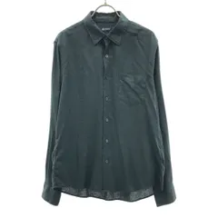 nano universe ナノユニバース リネンブレンド 長袖 シャツ M ブラック FRENCH LINEN メンズ 古着