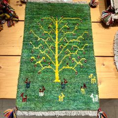 生命の樹　ギャッベ　イラン　手織り　タペストリー　マンション玄関サイズ