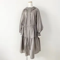 4b3 TO BE CHIC トゥービーシック ナイロンフリルギャザーコート 44 グレー スプリングコート 大きいサイズ ジップアップのサムネイル