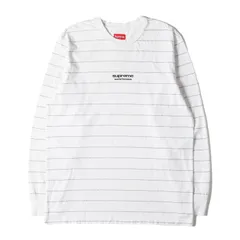 Supreme シュプリーム Tシャツ サイズ:M ブランドロゴ ストライプ クルーネック ロングスリーブ Tシャツ Logo Stripe L/S Top 17AW ホワイト 白 トップス カットソー ブランド