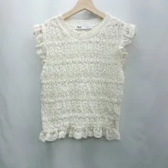 ◇ ⊂ ZARA ザラ レース 袖なし ニットカットソー サイズS キナリ レディース E  【1501160010391】