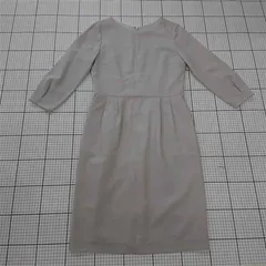 ◇ Θ BEAUTY & YOUTH UNITED ARROWS 薄手 七分袖 膝下丈 タイト ワンピース サイズM ライトグレー系 レディース E  【1509180005021】