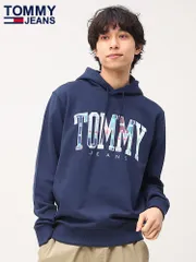 トミージーンズ パーカー TOMMY JEANS 裏毛 プルオーバーパーカー プルパーカー チェック REG TARTAN TOMMY HOODIE DM0DM15696 ネイビー
