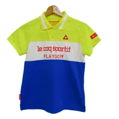 ルコックスポルティフ ポロシャツ トップス 半袖 ロゴ ゴルフウエア レディース Lサイズ 黄×白×青 le coq sportif 【中古】のサムネイル